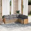 vidaXL 6 Piece Garden Sofa Set with Cushions Beige Poly Rattan