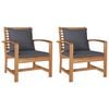 vidaXL Chair with Cushion 2 pcs Brown and Dark Grey 65 x 60 x 76.5 cm