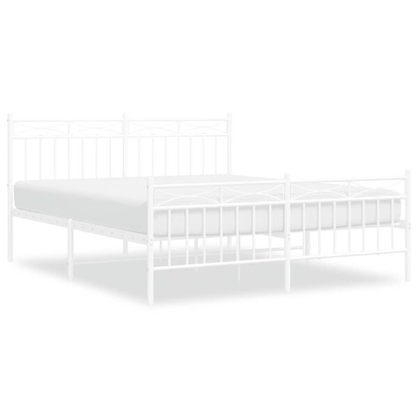 vidaXL Metal Bed Frame without Mattress with Footboard White 150x200cm