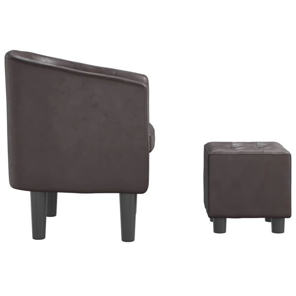 vidaXL Tub Chair with Footstool Brown Faux Leather
