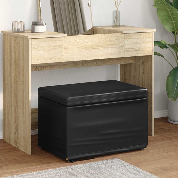 vidaXL Stool Black 61 x 41 x 40 cm Faux Leather and Engineered Wood