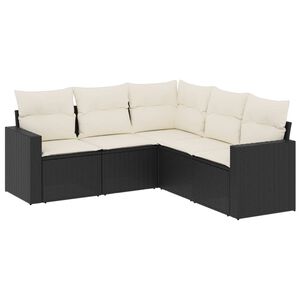 vidaXL 5 Piece Garden Sofa Set with Cushions Black Poly Rattan