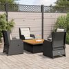 vidaXL 5 Piece Garden Lounge Set with Cushions Black Poly Rattan