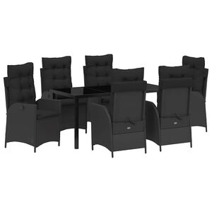 vidaXL Garden Dining Set 7 pcs Black Poly Rattan