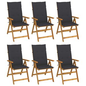 vidaXL Folding Garden Chairs 6 pcs with Cushions Solid Acacia Wood