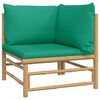 vidaXL 9 Piece Garden Lounge Set with Green Cushions Bamboo