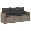 vidaXL 3 Piece Garden Sofa Set with Cushions Grey Poly Rattan