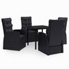 vidaXL 5 Piece Garden Dining Set with Cushions Black