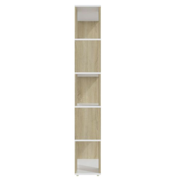 vidaXL Book Cabinet Room Divider White and Sonoma Oak 80x24x155 cm Engineered Wood