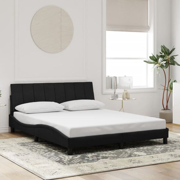vidaXL Bed Frame without Mattress "Hanko" Black 152x203 cm Queen Velvet