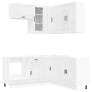 vidaXL Kitchen Unit PORTO 8 pcs High Gloss White Engineered Wood