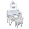 vidaXL Dressing Table with Mirror and Stool 7 Drawers White