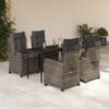 vidaXL 5 Piece Garden Dining Set with Cushions Grey Poly Rattan