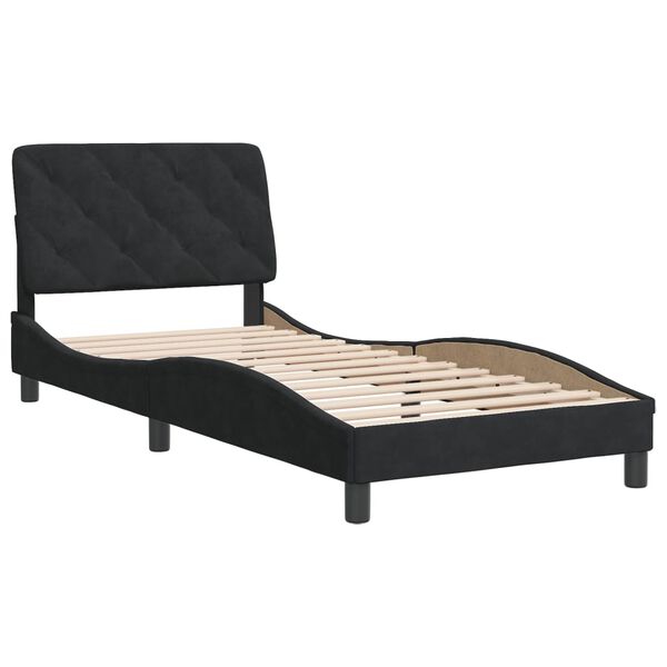vidaXL Bed Frame without Mattress Black 90x190 cm Velvet