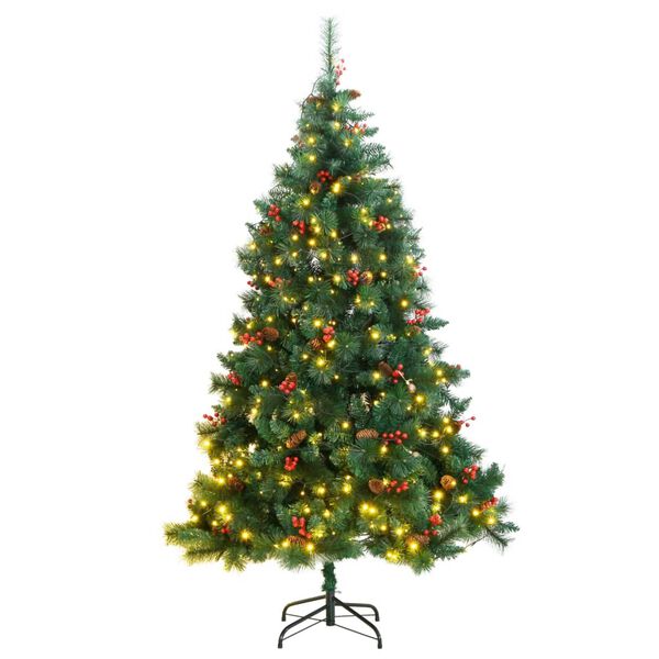 vidaXL Artificial Hinged Christmas Tree 300 LEDs 180 cm