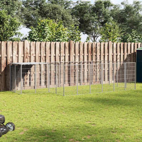 vidaXL Dog Kennel Silver 8.47 m² Steel