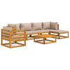 vidaXL 7 Piece Garden Lounge Set with Taupe Cushions Solid Wood