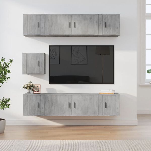 vidaXL 7 Piece TV Cabinet Set Concrete Grey Engineered Wood