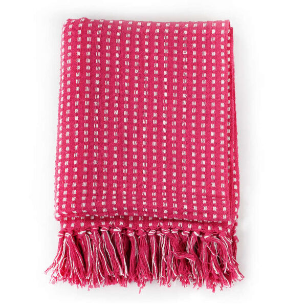 vidaXL Throw Cotton Squares 160x210 cm Pink