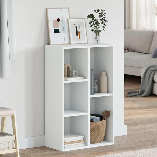 vidaXL Book Cabinet/Sideboard White 50x25x80 cm Engineered Wood