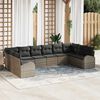 vidaXL Sofa Set with Cushion with Storage 10 pcs Grey Poly Rattan