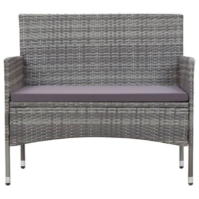 vidaXL Garden Bench with Cushion Poly Rattan Grey