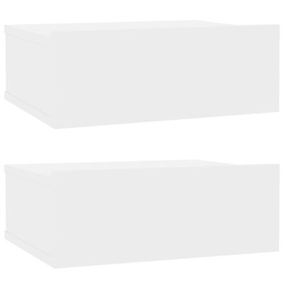 vidaXL Floating Nightstands 2 pcs High Gloss White 40x30x15 cm Engineered Wood