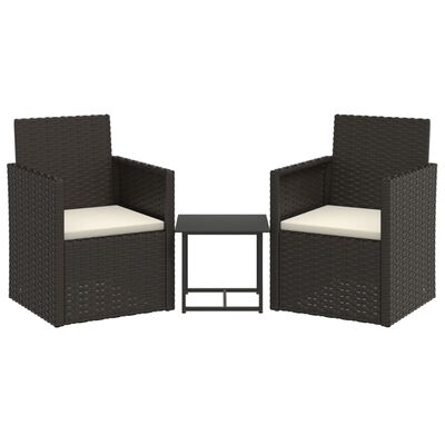 vidaXL 3 Piece Outdoor Sofa Set with Cushions Black Poly Rattan