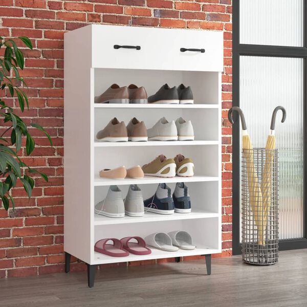 vidaXL Shoe Cabinet White 60x35x105 cm Engineered Wood