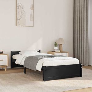 vidaXL Bed Frame without Mattress Black Solid Wood 90x190 cm Single