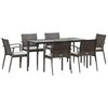 vidaXL 7 Piece Garden Dining Set with Cushions Poly Rattan and Steel