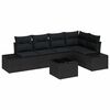 vidaXL Garden Sofa Set 6 pcs Black Poly Rattan