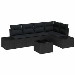 vidaXL Garden Sofa Set 6 pcs Black Poly Rattan