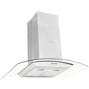 vidaXL Island Range Hood 90 cm Stainless Steel 756 m&sup3;/h LED