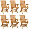 vidaXL Garden Chairs with Grey Cushions 6 pcs Solid Teak Wood