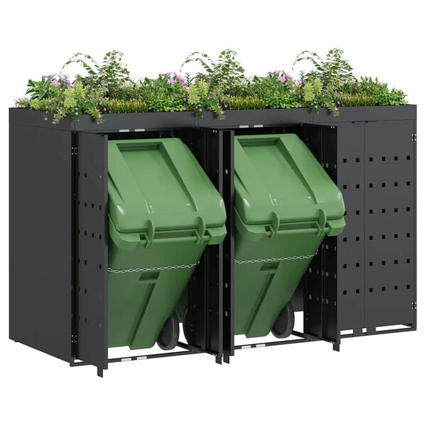 vidaXL Wheelie Bin Storage for 3 Bins Anthracite 204 x 77.5 x 121.5 cm