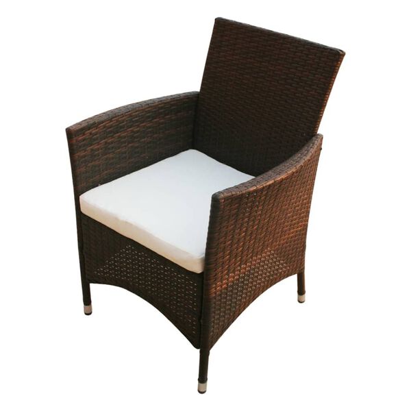 vidaXL Garden Chairs 2 pcs Poly Rattan Brown