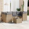 vidaXL 7 Piece Garden Sofa Set with Cushions Beige Poly Rattan