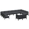 vidaXL 12 Piece Garden Lounge Set with Cushions Black Solid Pinewood