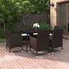 vidaXL 7 Piece Garden Dining Set with Cushions Poly Rattan and Glass