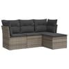 vidaXL 4 Piece Garden Sofa Set with Cushions Grey Poly Rattan