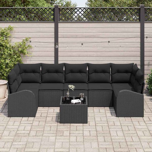 vidaXL Garden Sofa Set Black 55 x 55 x 37 cm Poly Rattan