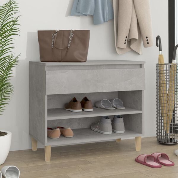 vidaXL Shoe Cabinet Concrete Grey 70x36x60 cm Engineered Wood