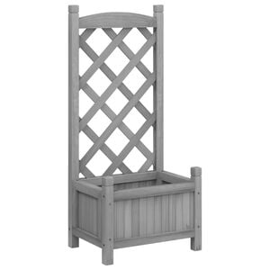 vidaXL Planter | Grey | Solid Fir Wood | Standard | Decorative Inlays | Planter