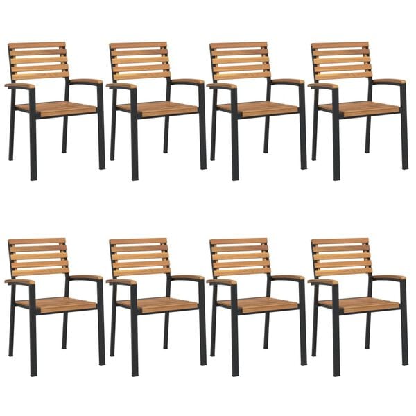 vidaXL Stackable Garden Chairs 8 pcs Solid Wood Acacia and Metal