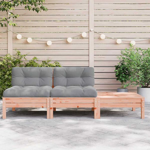 vidaXL Garden Sofa with Cushions and Footstool 2-Seater