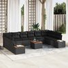vidaXL Garden Sofa Set with Cushion 11 pcs Black Poly rattan