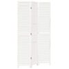 vidaXL Room Divider 3 Panels Retro White Solid Wood Paulownia