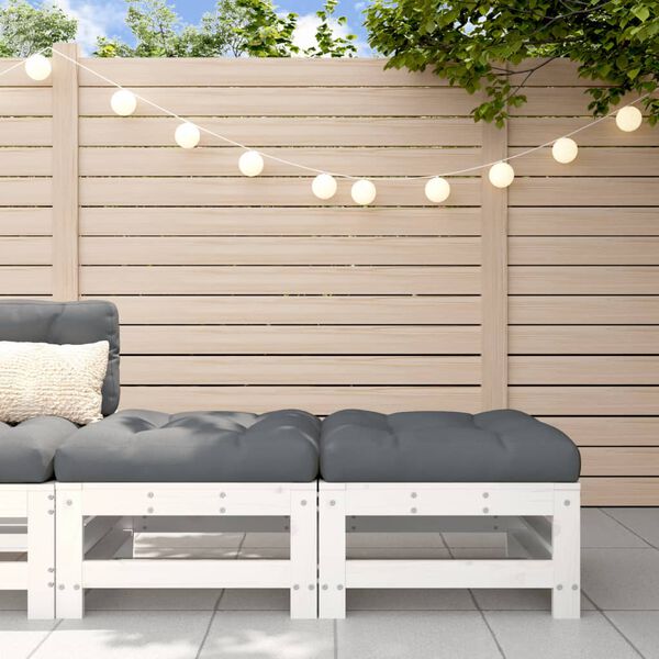 vidaXL Garden Footstools with Cushions 2pcs White Solid Wood Pine