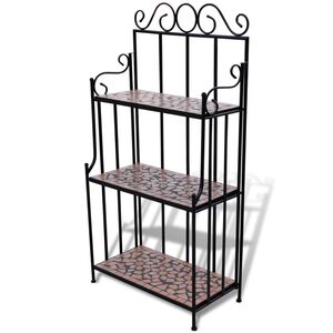 vidaXL Plant Stand | Terracotta and black | Iron and ceramic